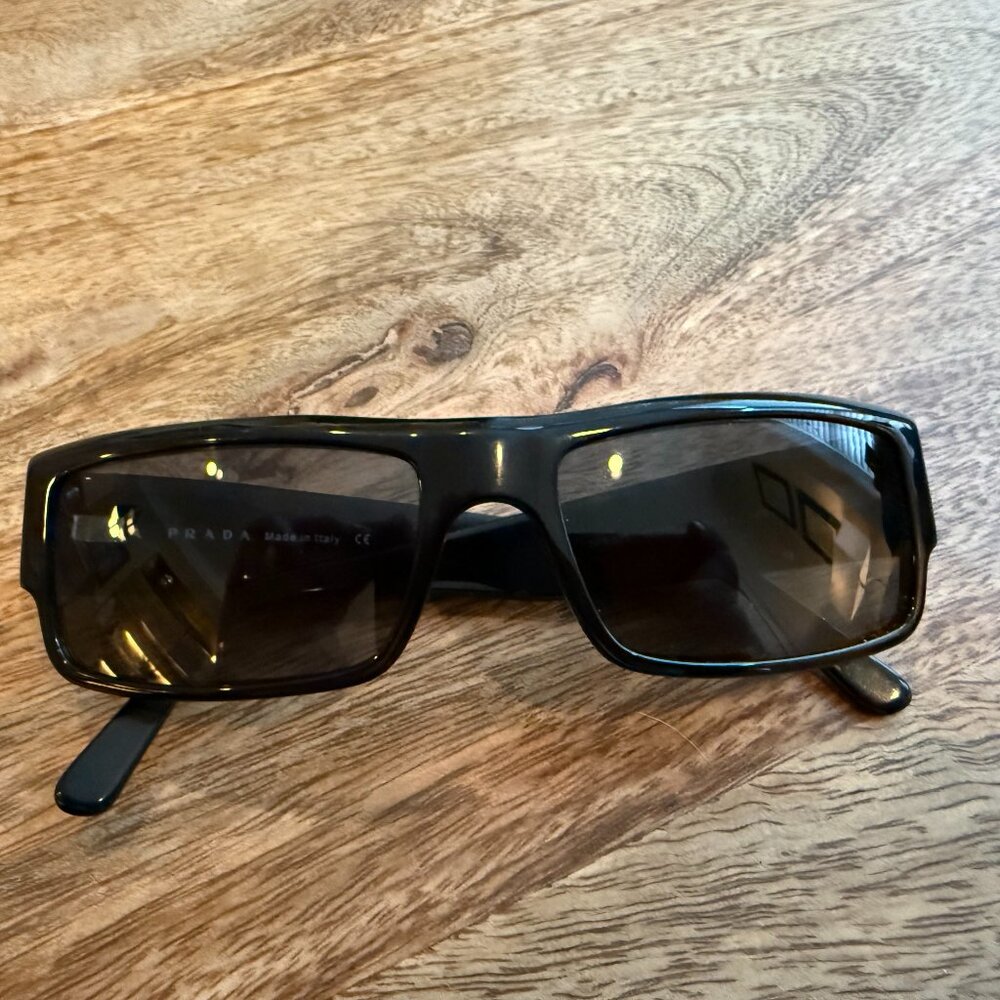 RARE Prada vintage sunglasses, circa 1990s-era luxury styling, black frame /lens